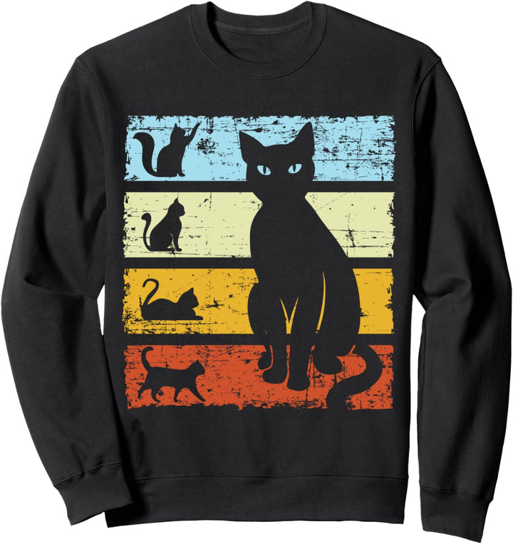 Niedliche Retro-Katzen-Silhouette im Vin Sweatshirt