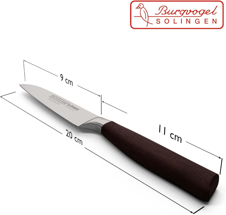 Burgvogel Solingen Natura Line, Gemüsemesser Holzgriff, rot satiniert, geschmiedet, 9 cm, sehr schar