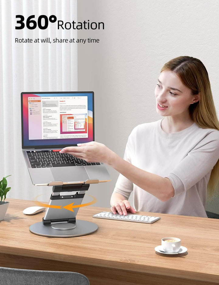 NULAXY Ausziehbare Laptop Ständer mit 360 Drehbarer Basis, Ergonomischer Laptopständer Höhenverstell