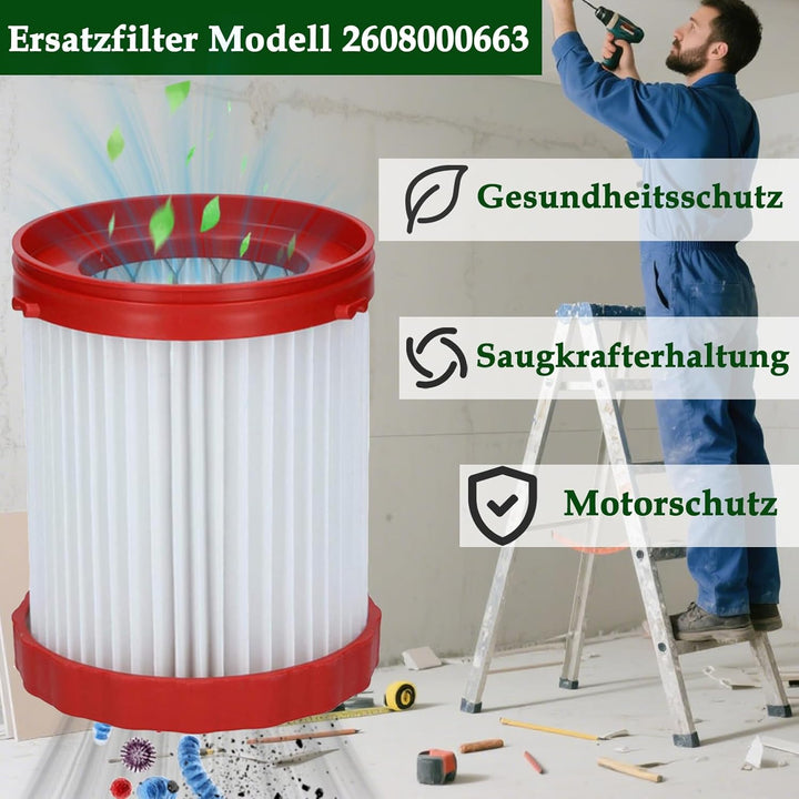 GAS 18V-10 HEPA Filter Zubehör für Bosch Nass-/Trockensauger GAS 18V 10 L Professional Akku Staubsau