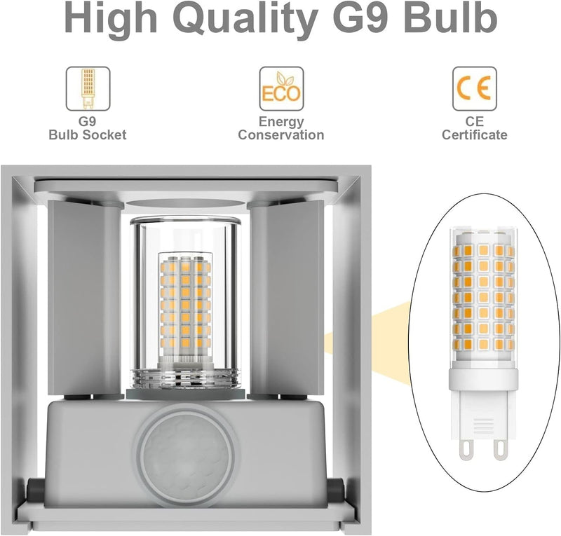 Klighten 2 Stück LED Wandleuchte mit Bewegungsmelder Innen/Aussen 3000K Aussenwandleuchte mit Bewegu