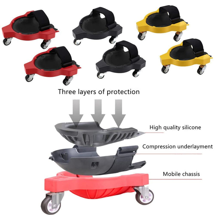 2 Pcs Rollende Knieschützer, Knieschoner mit 3 Rollen und bequemen Gelkissen, 360 Grad drehbar, mit