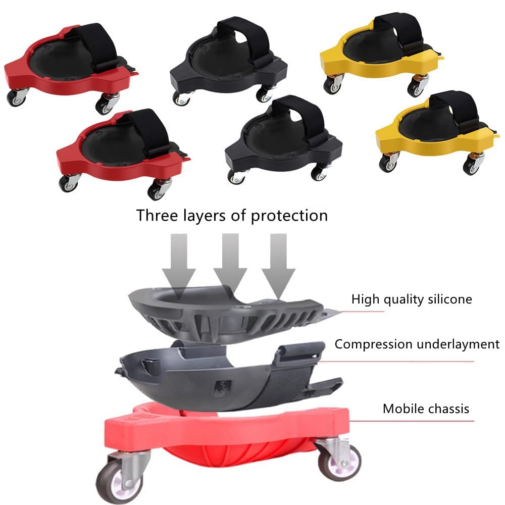 2 Pcs Rollende Knieschützer, Knieschoner mit 3 Rollen und bequemen Gelkissen, 360 Grad drehbar, mit
