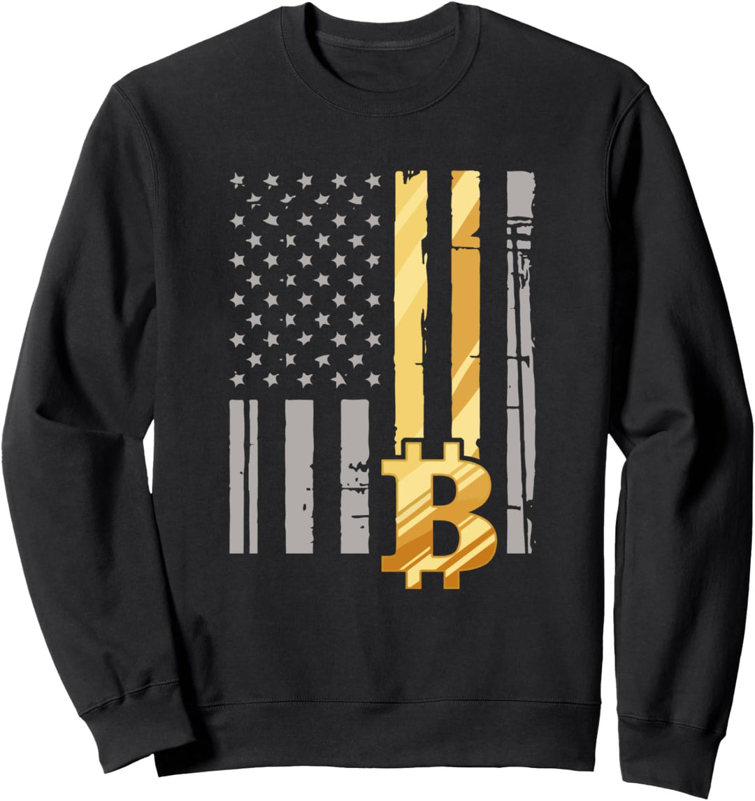 Bitcoin USA Flag - Cryptocurrency Digital Currency 2 Da Moon Sweatshirt