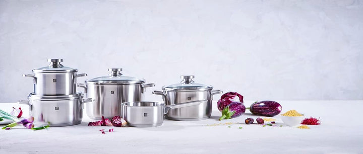 ZWILLING Focus Kochtopf-Set, 5-teilig, 4 Deckel, Induktionsgeeignet, Edelstahl