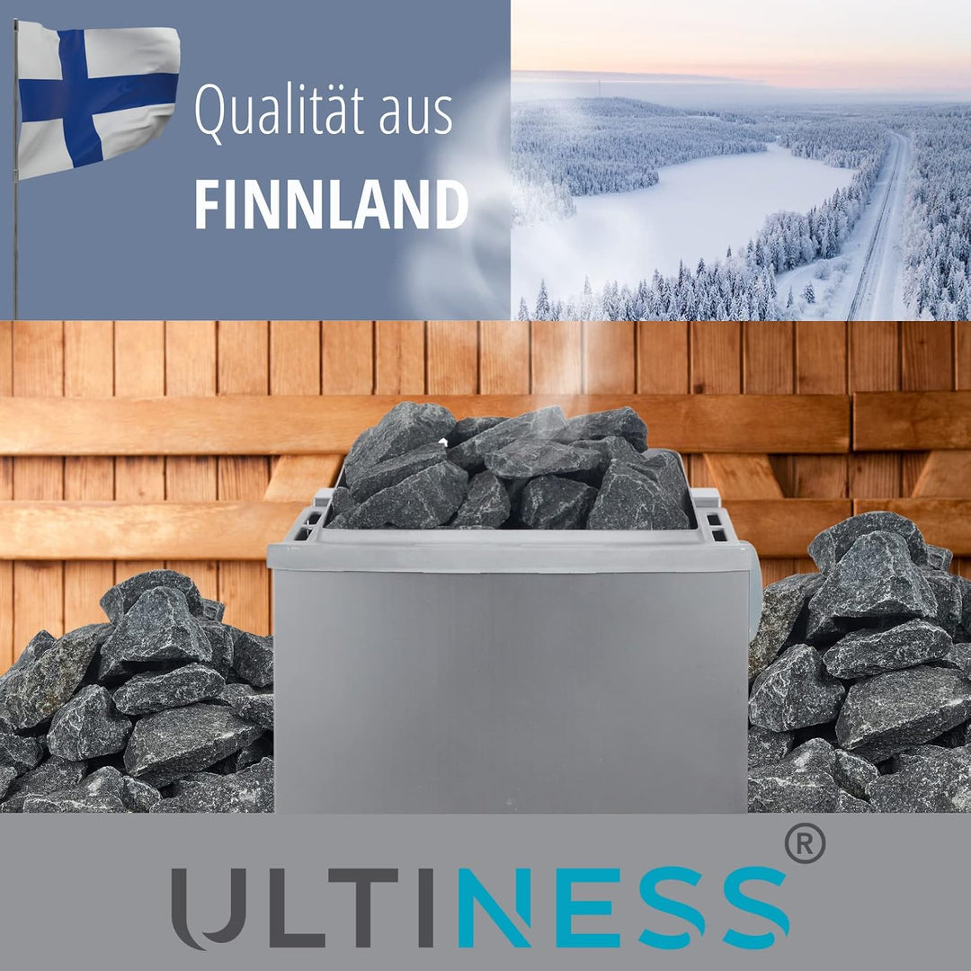ULTINESS - Saunasteine 20 kg OLIVIN DIABAS finnische Aufgusssteine Dampfsteine für Saunaofen Elektro