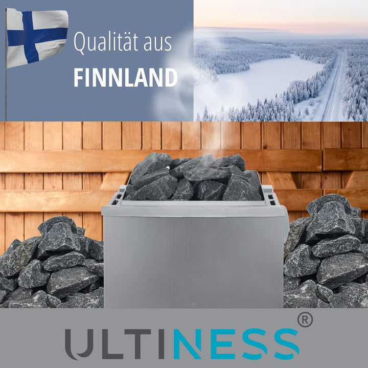 ULTINESS - Saunasteine 20 kg OLIVIN DIABAS finnische Aufgusssteine Dampfsteine für Saunaofen Elektro