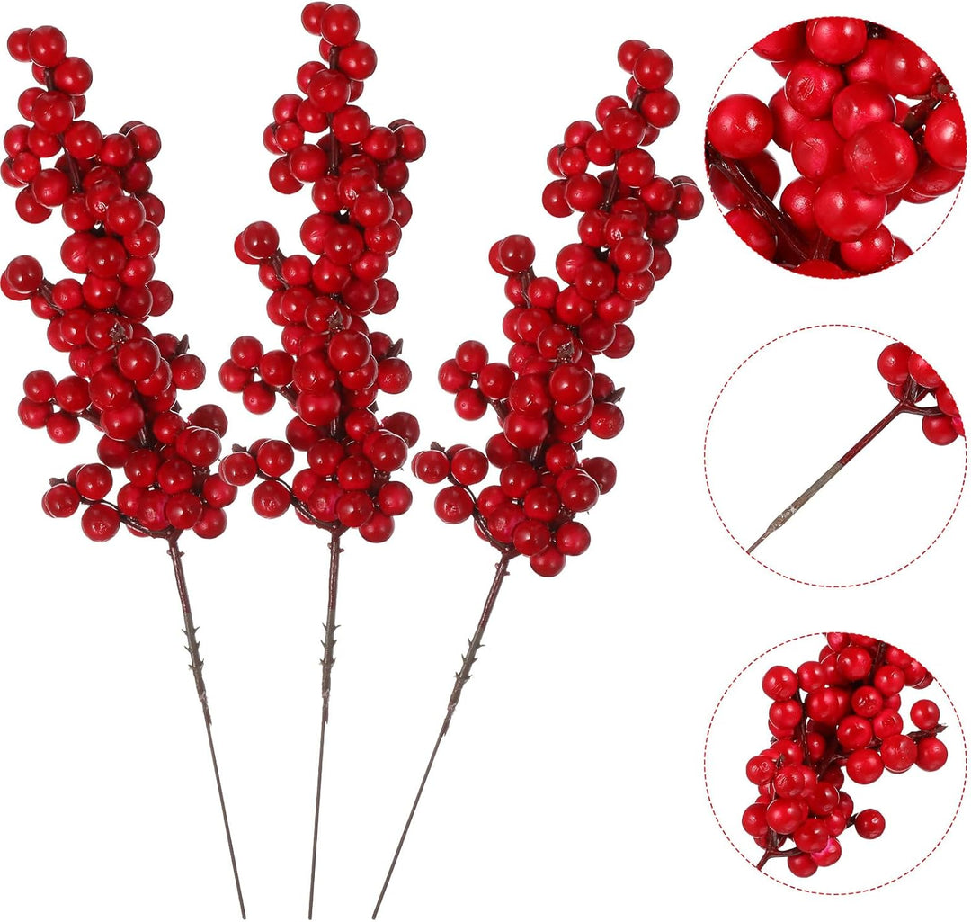 FOMIYES 8st Weihnachtsrote Frucht Zweig Der Stechpalmenbeeren Künstliche Rote Beerenstiele Gefälscht