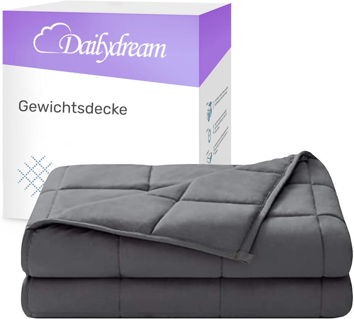 Dailydream Therapie Gewichtsdecke aus Baumwolle, 9,5Kg für Erwachsende, 155 x 200 cm, Grau Grau 155x