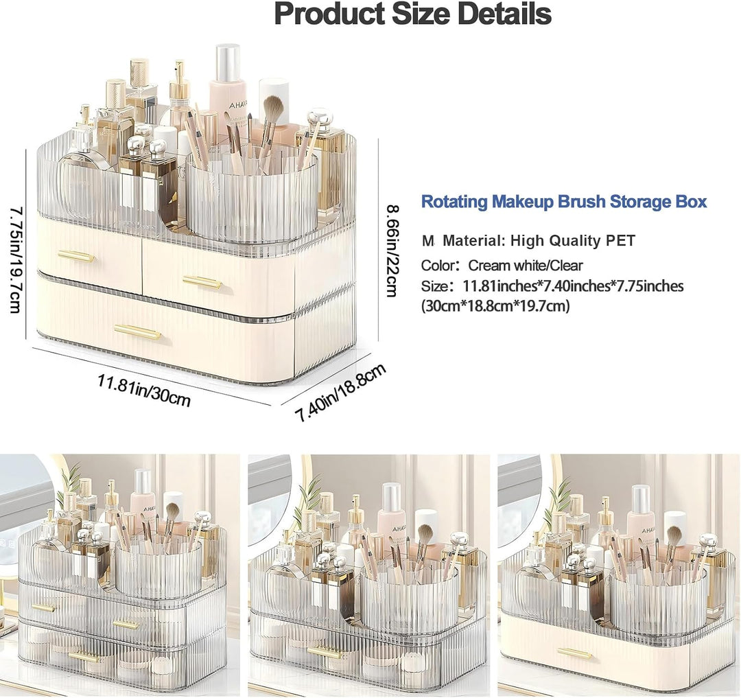 DASITON Make Up Kosmetik Organizer, 360° Drehbar Make Up Pinsel Organizer, Grosser Kosmetik Aufbewah