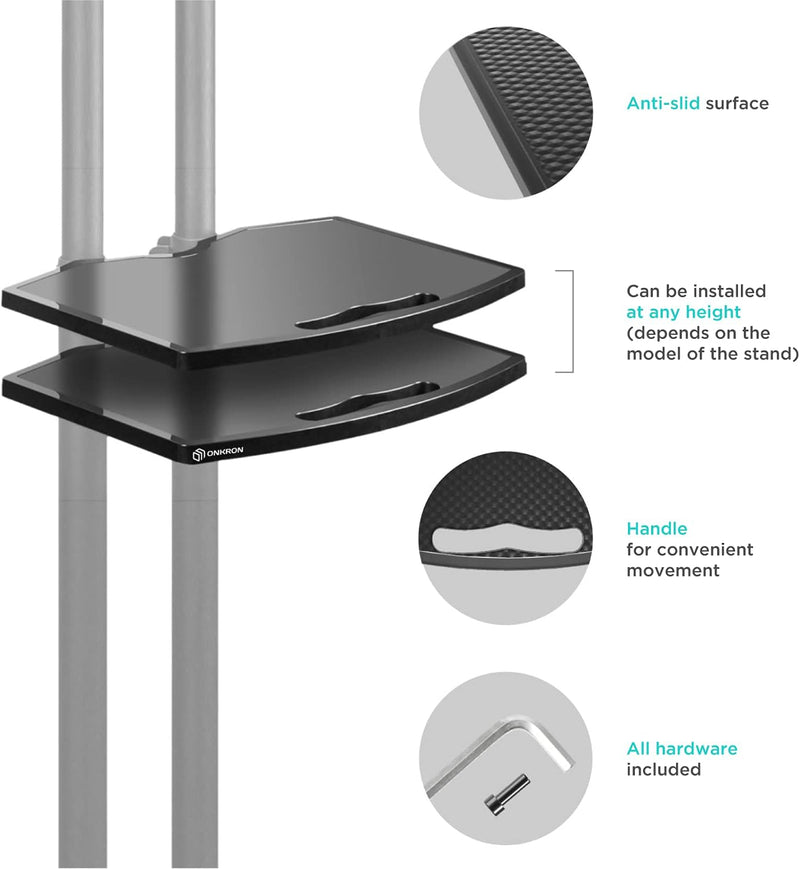 ONKRON TV Ständer Standfuss Zusatz AV-Ablage mit Halterung für mobilen TV Rollwagen TS1881 höhenvers