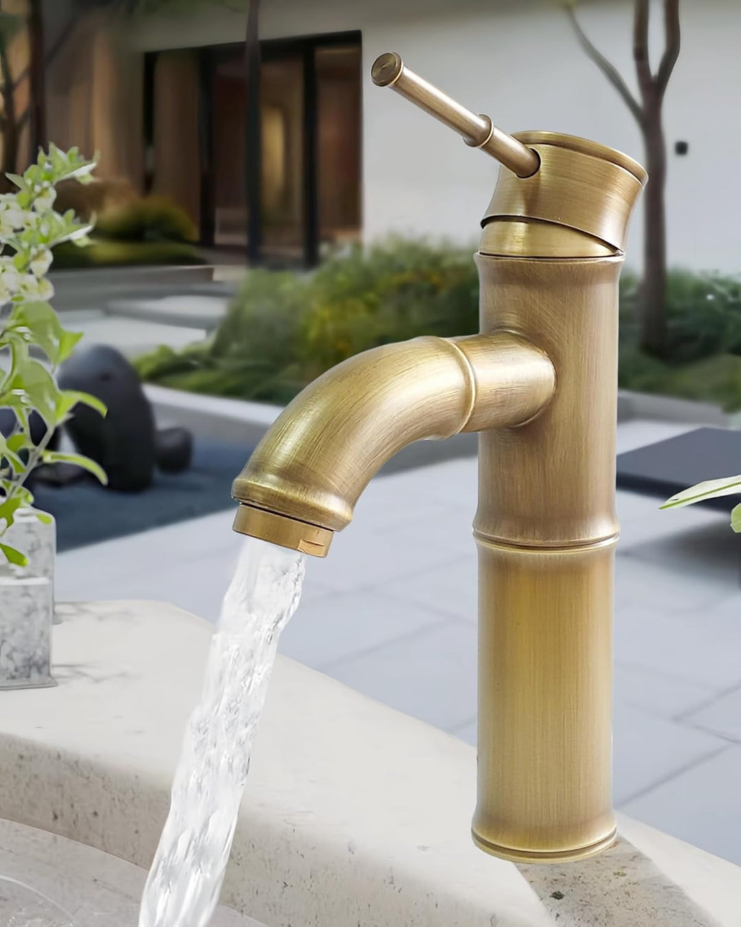 Wasserhahn Bad Messing Antik, Retro Waschtischarmatur Bronze Nostalgie, Einhebel Mischbatterie Kupfe