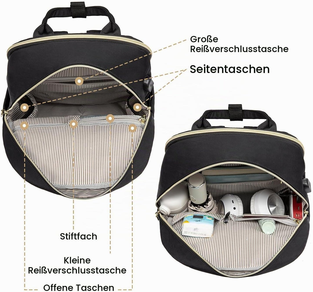 LOVEVOOK Rucksack Damen Klein, 14 Zoll Laptop Rucksack mit Laptopfach, Kleiner Wasserdicht Daypack E