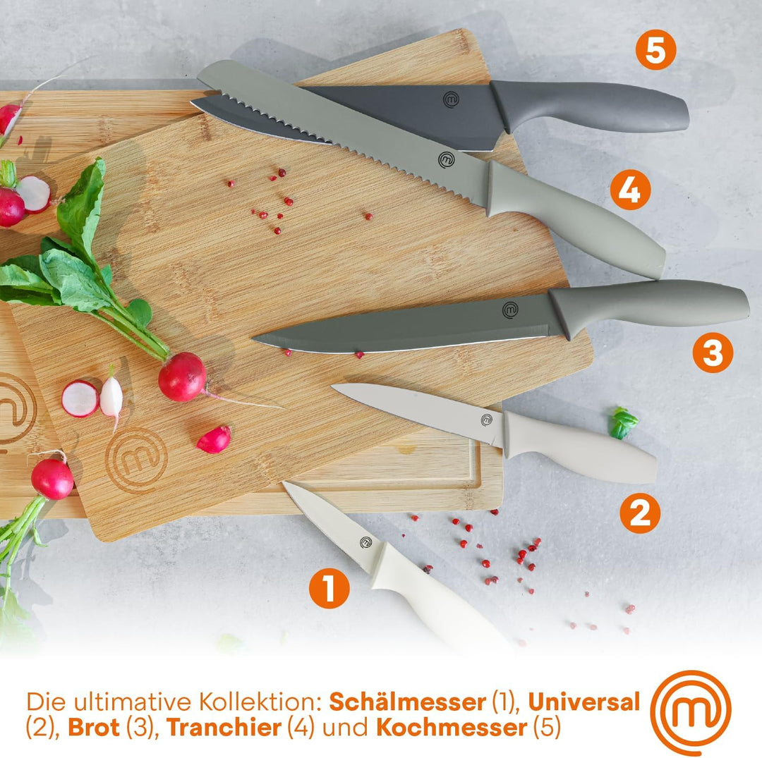 MasterChef Messerset, Küchenmesser Set ink. Kochmesser, Gemüsemesser, Schälmesser, Schneidemesser &