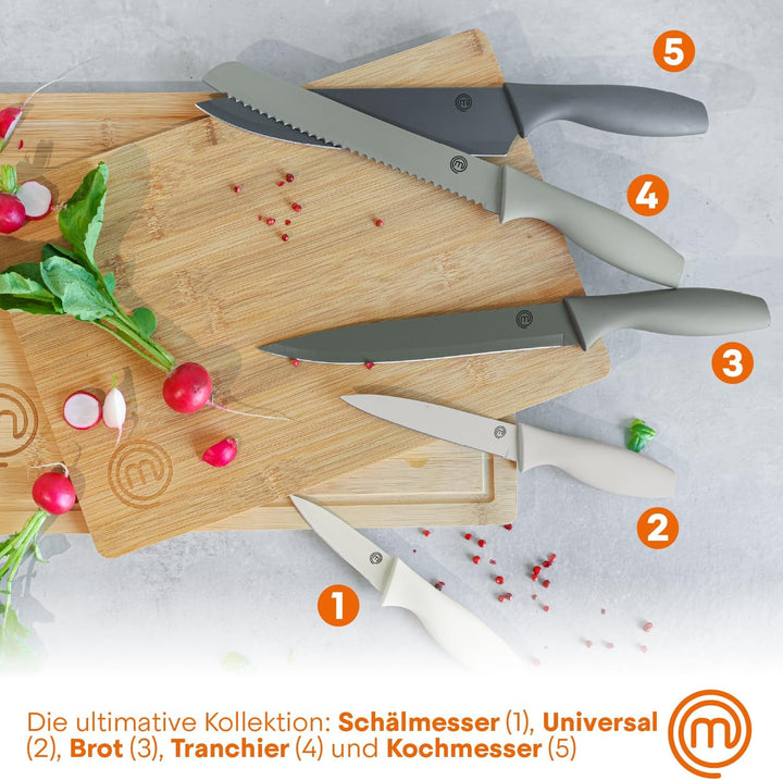 MasterChef Messerset, Küchenmesser Set ink. Kochmesser, Gemüsemesser, Schälmesser, Schneidemesser &