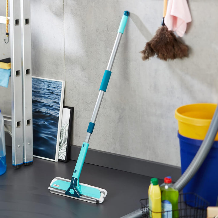 Leifheit Fensterwischer Classic Telescope, 3in1 Fensterreiniger mit Mikrofaserbezug für hartnäckigen