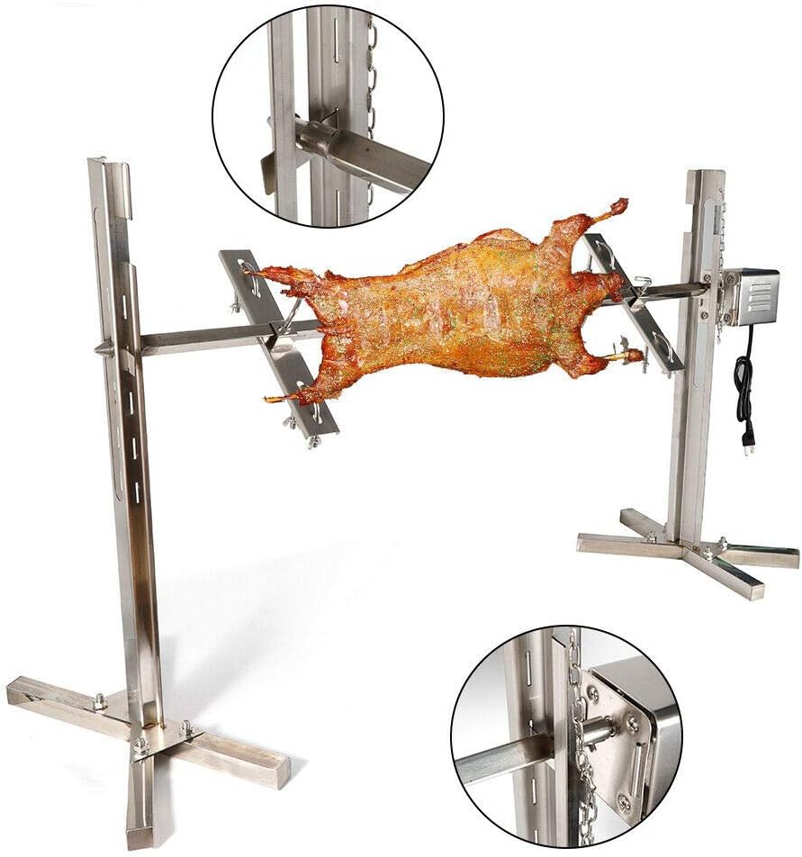 kangten Edelstahl Spanferkelgrill Grillspiess Motor Lammgrill BBQ Grill Barbecue 15W 30KG für Lagerf