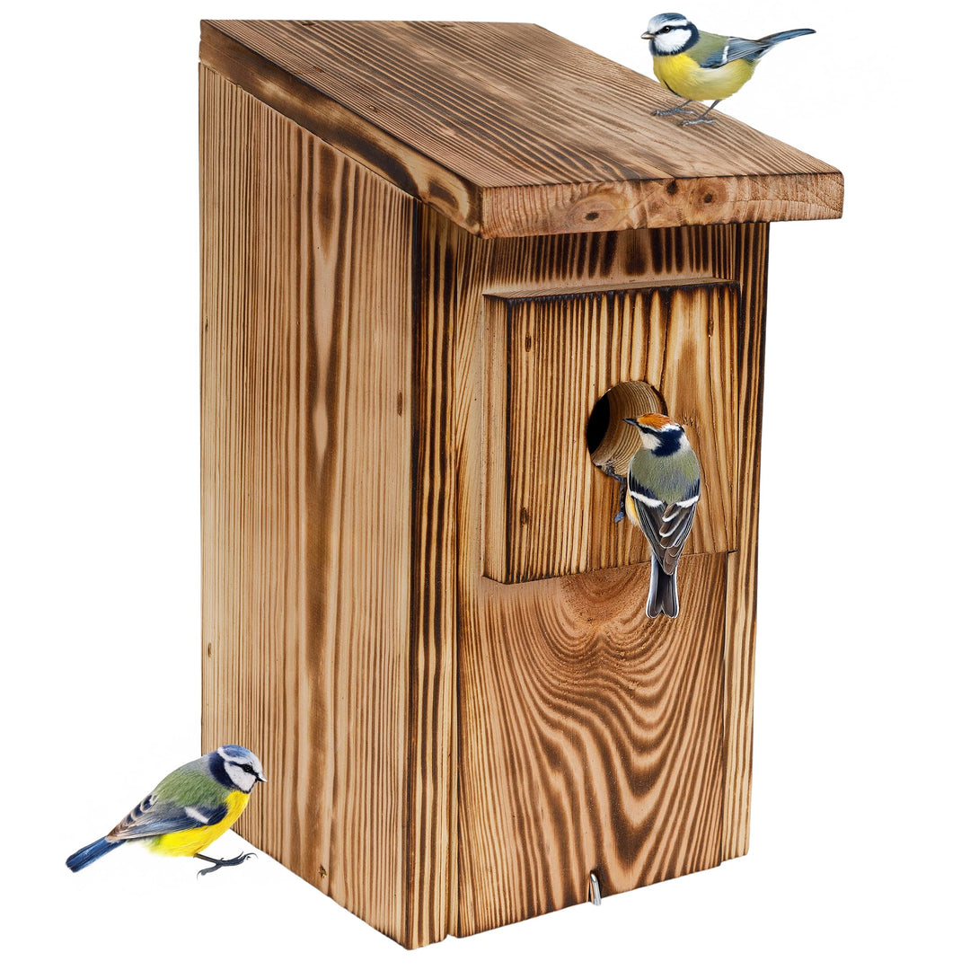 Creative Home Nistkasten für Vögel für Draussen Wetterfest | Geflammt | Vogelnistkasten aus Kiefernh