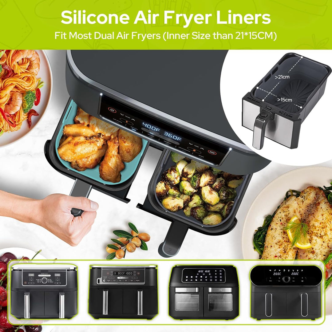 Alyvisun 4 Stück Airfryer Silikon Basket Wiederverwendbar Backform Air Fryer Silikonformen Rechtecki