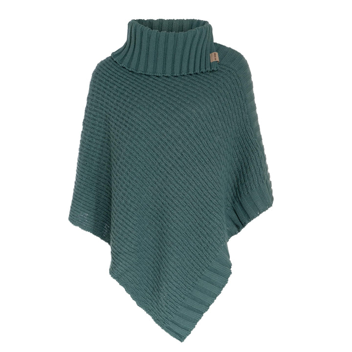 KNIT FACTORY - Nicky Gestrickter Poncho - Damen Strickponcho mit Kragen - Mit Wolle - Hochwertige Qu