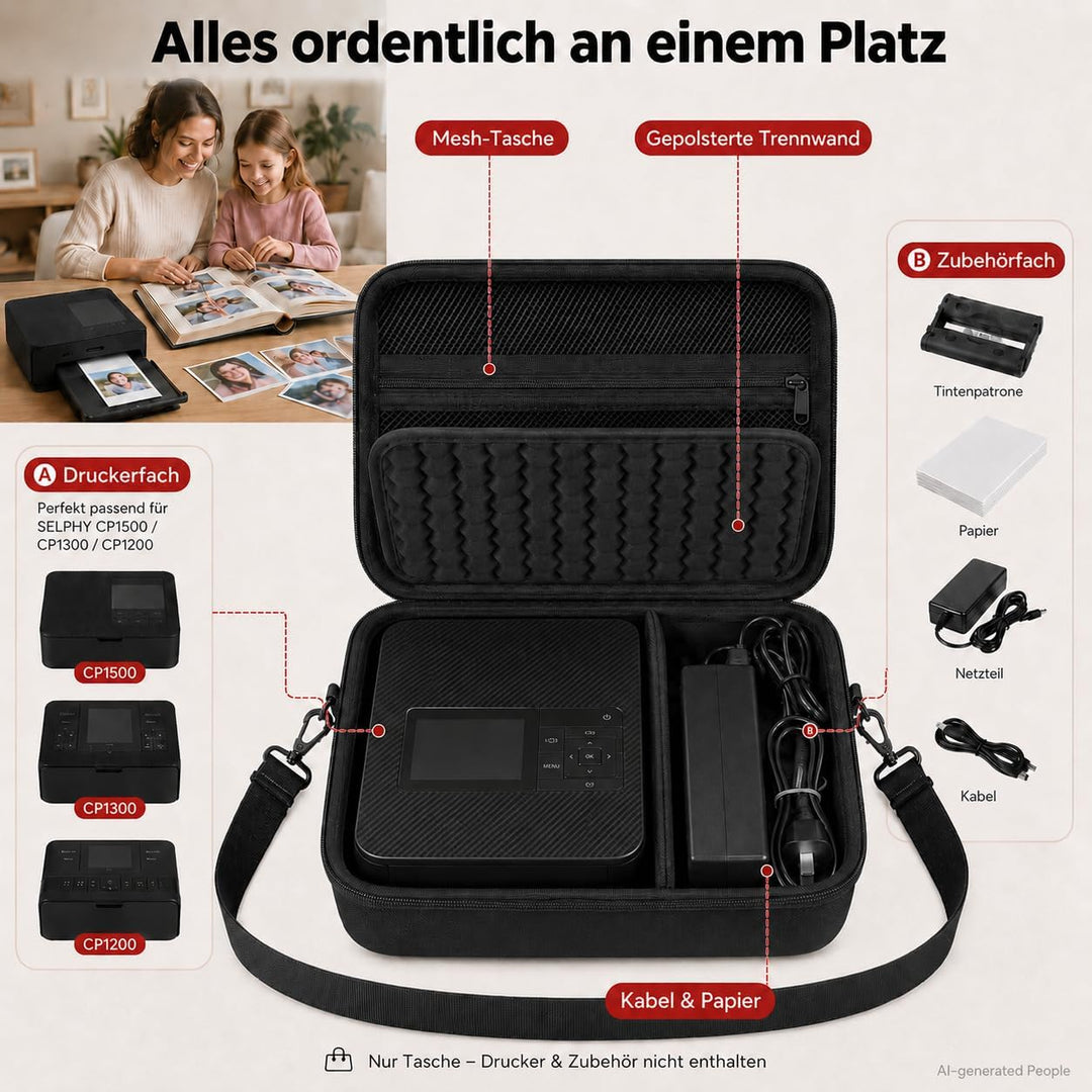 casmilee Hart Tasche für Canon SELPHY CP1500/CP1300/CP1200 Mini Mobiler Fotodrucker und Farbtinten P