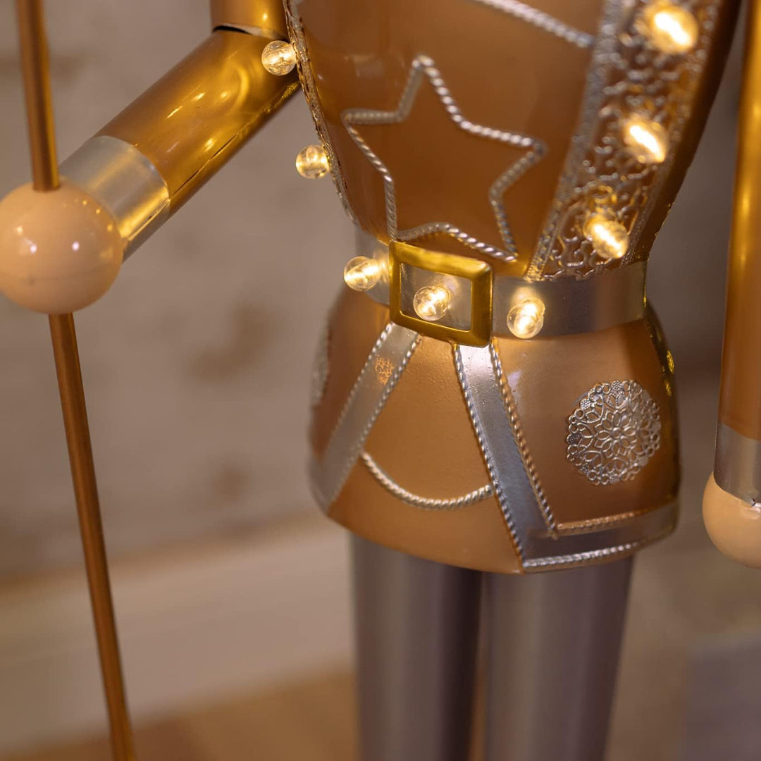 Marco Paul Riesen-Nussknacker, 119 cm, Weihnachts-Metall beleuchtet traditionelle Festliche Figur mi