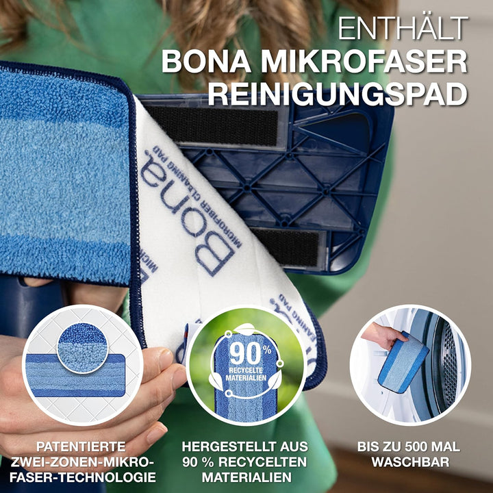 Bona Laminat Reinigungsset, Mikrofaser, Stein, Fliesen- und Laminatreiniger, 1L, 1000