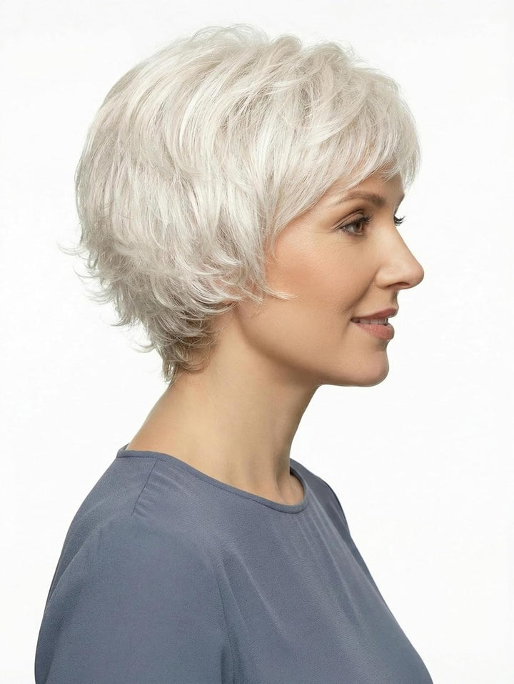 Lofty Perücke Ella aus hochwertigem Kunsthaar, wirkt wie Echthaar, in Naturweiss, Nacken dunkler, Na