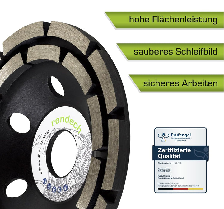 2x Profi Diamant Schleiftopf 125 mm für Beton, Stein, Fliesenkleber uvm. - Beton Schleifscheibe 125m