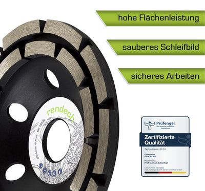2x Profi Diamant Schleiftopf 125 mm für Beton, Stein, Fliesenkleber uvm. - Beton Schleifscheibe 125m