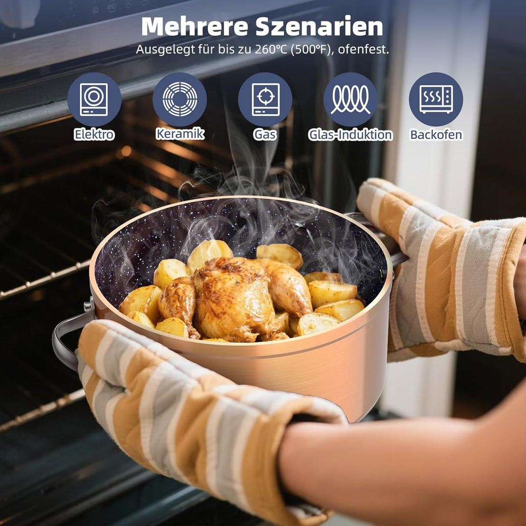 Nuwave Topfsets Pfannenset 12-Teilig Antihaft- Keramik von G10 Duralon Blue, Kochtöpfe mit Topfdecke