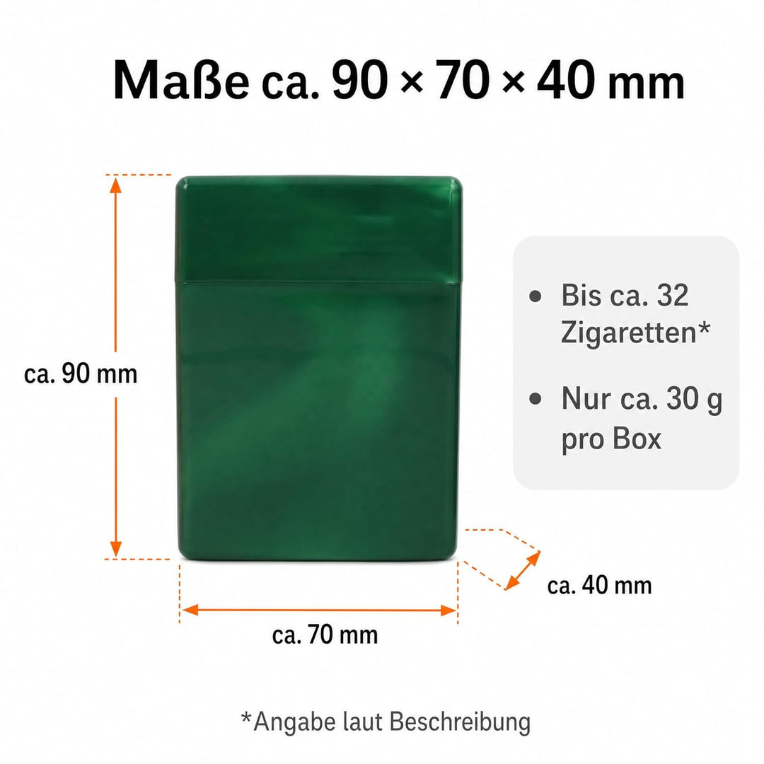 Zigarettenbox XXL für 30 Zigaretten Etui Kunststoff marmoriert ohne Steg Farbauswahl Vorratspack sta