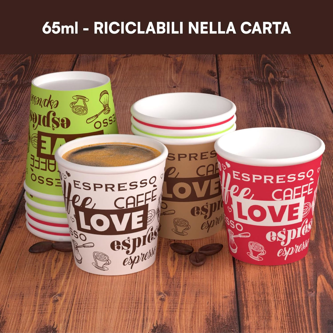 LoveCUP 1000 Stück Kaffeebecher aus Papier, 65 ml, umweltfreundlich, biologisch abbaubar, Einwegbech