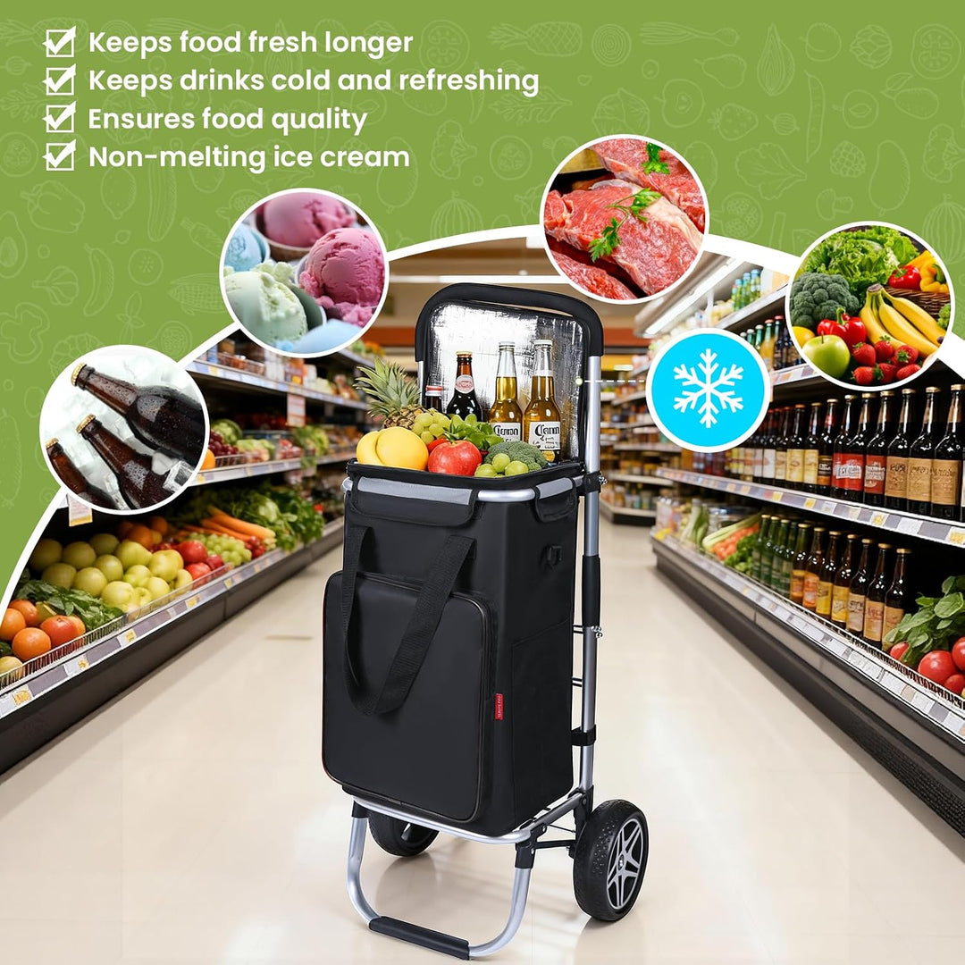 YEAUPE PRO Einkaufstrolley klappbar 49L, bis 25 kg Tragkraft, 21 cm Räder, Aluminiumrahmen, kompakte
