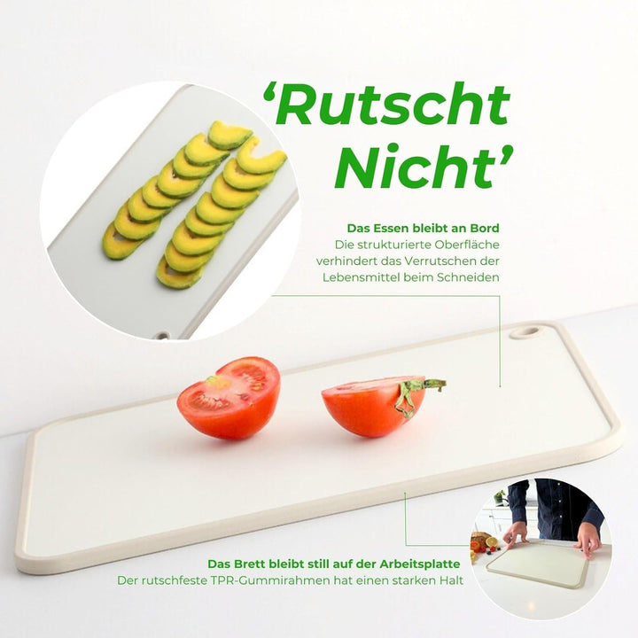 CLOVE Cremeweiss Schneidebrett Kunststoff Gross 40x30cm Klein 34x24 1cm Dicke | 2er-Set HDPP BPA-Fre