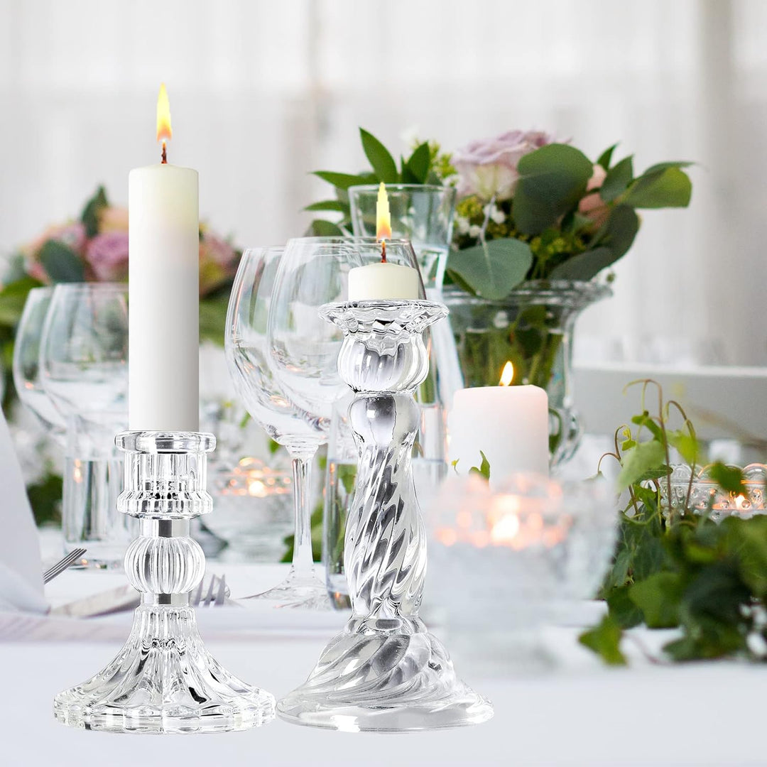 Kerzenhalter aus Glas – Set mit 8 transparenten Kerzenständern, Kristallkerzen, für alle formellen V