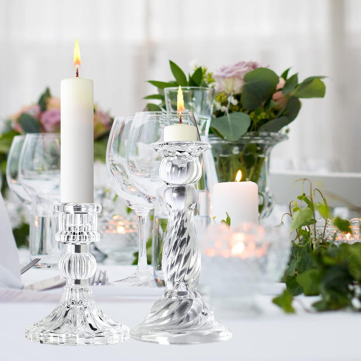 Kerzenhalter aus Glas – Set mit 8 transparenten Kerzenständern, Kristallkerzen, für alle formellen V