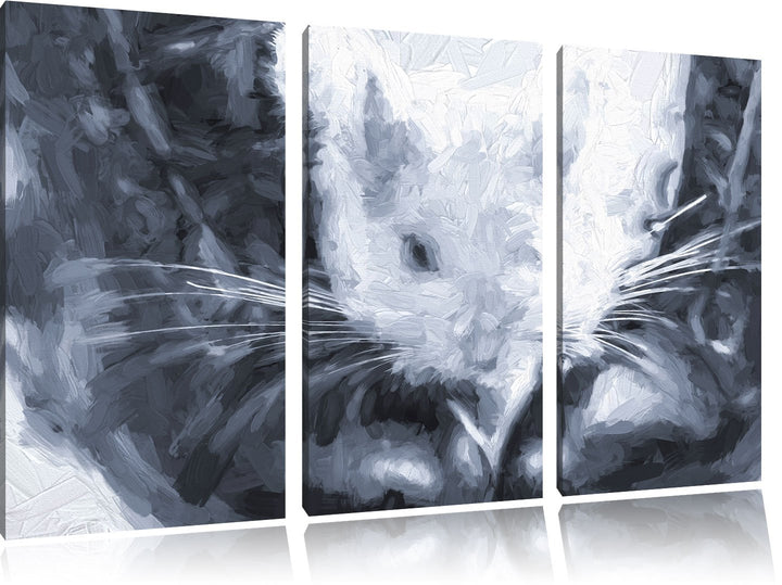 Pixxprint Chinchilla zwischen Schuhen als Leinwandbild/Grösse: 3 Teilig (120x80) cm/Wandbild/Kunstdr