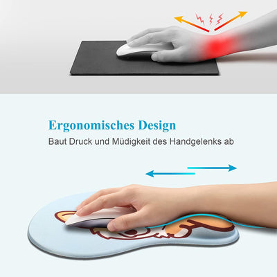 AOKSUNOVA 3D Mauspad mit Gelkissen Ergonomisches Mousepad Corgi Blau Handgelenkauflage Tastatur MIT-