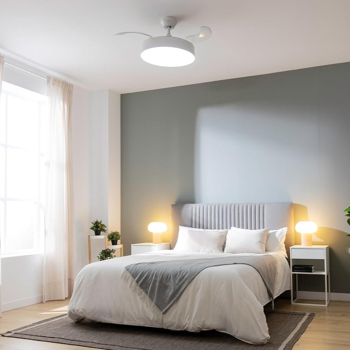 Cecotec Deckenventilator EnergySilence Aero 4280 Invisible White, 106 cm | Integrierte Lampe, 3 Lich