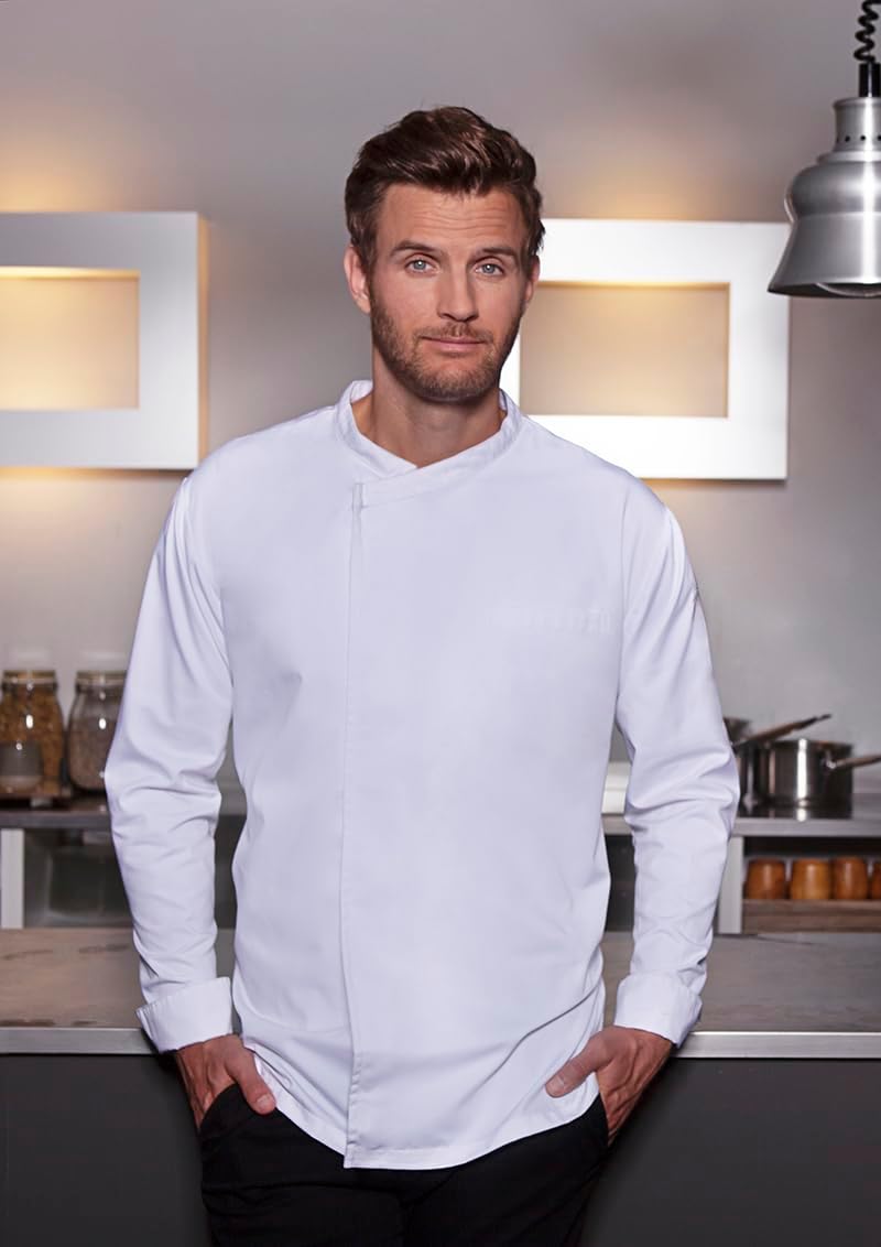 Karlowsky Langarm Überwurf-Kochhemd Basic Damen Herren Unisex 65% Polyester / 35% Baumwolle XS Weiss