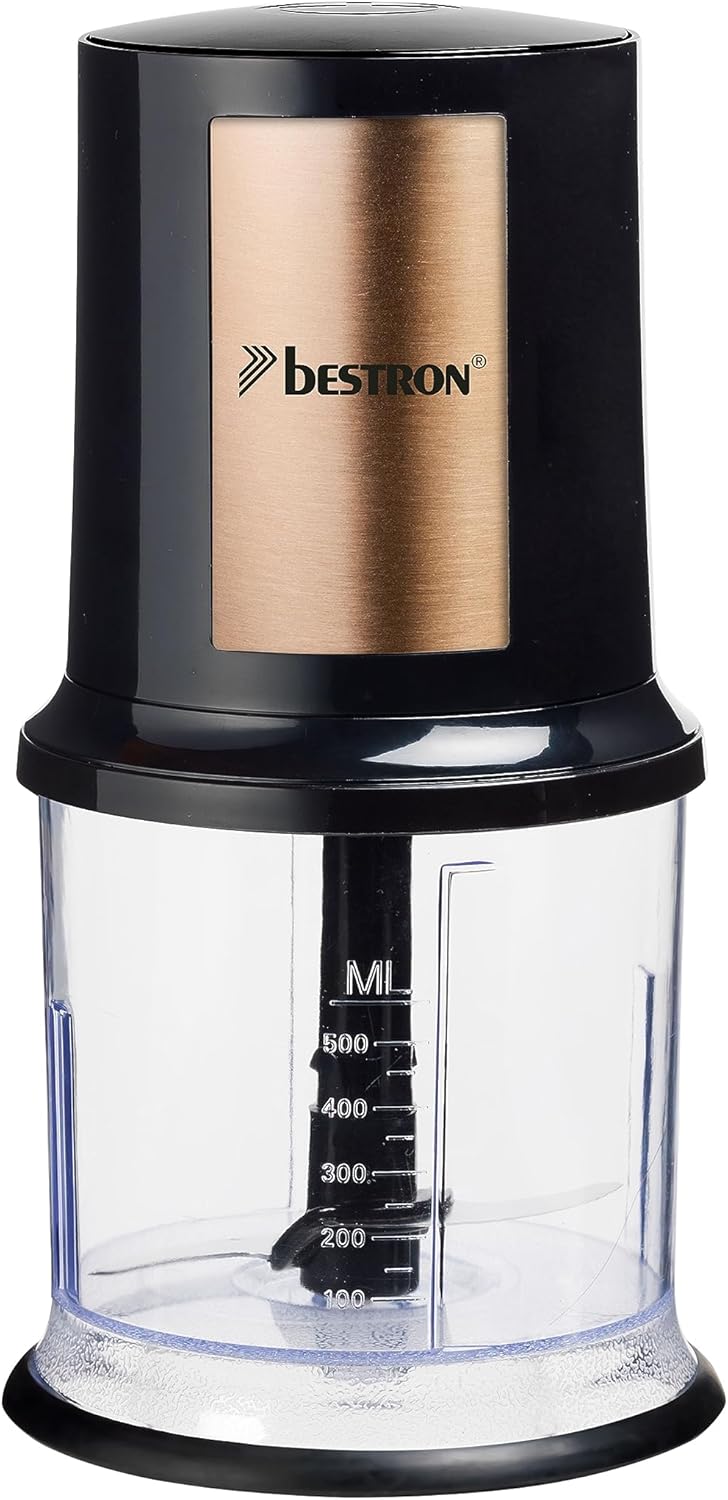Bestron elektrischer Multi-Zerkleinerer, Universalzerkleinerer mit zwei Schneidemessern & 500ml Kapa