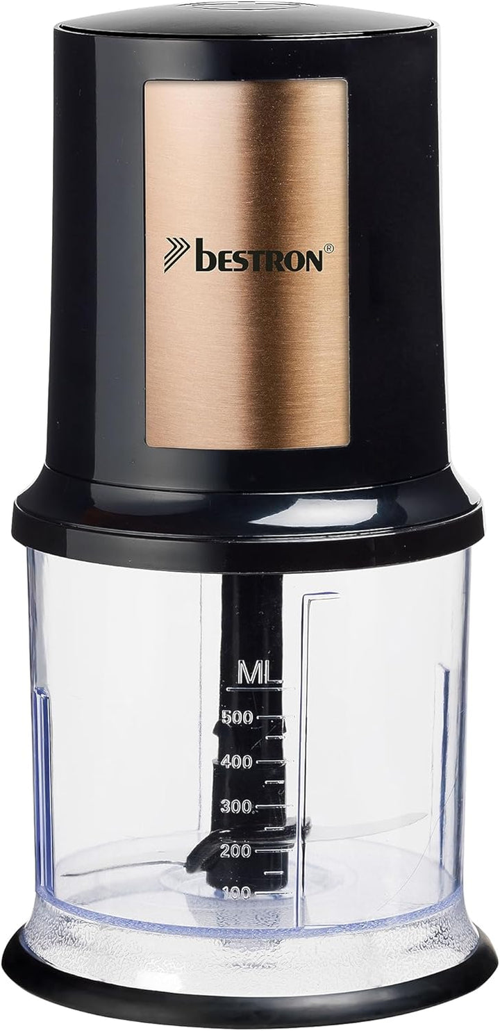 Bestron elektrischer Multi-Zerkleinerer, Universalzerkleinerer mit zwei Schneidemessern & 500ml Kapa