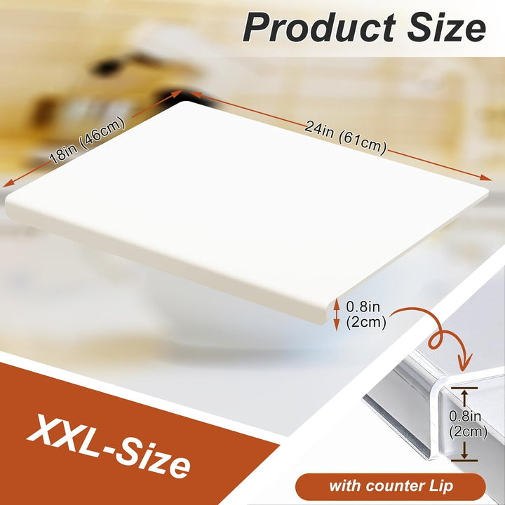 JJL Acryl Schneidebrett mit Thekenlippe 61 x 46 cm - BPA-frei, rutschfest, Weiss - Multifunktional f