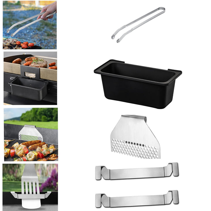 Blackstone Grillwerkzeug-Set, Grillzubehör für Grillplatte, Edelstahl-Grill-Wurstwenzange, Ölauffang
