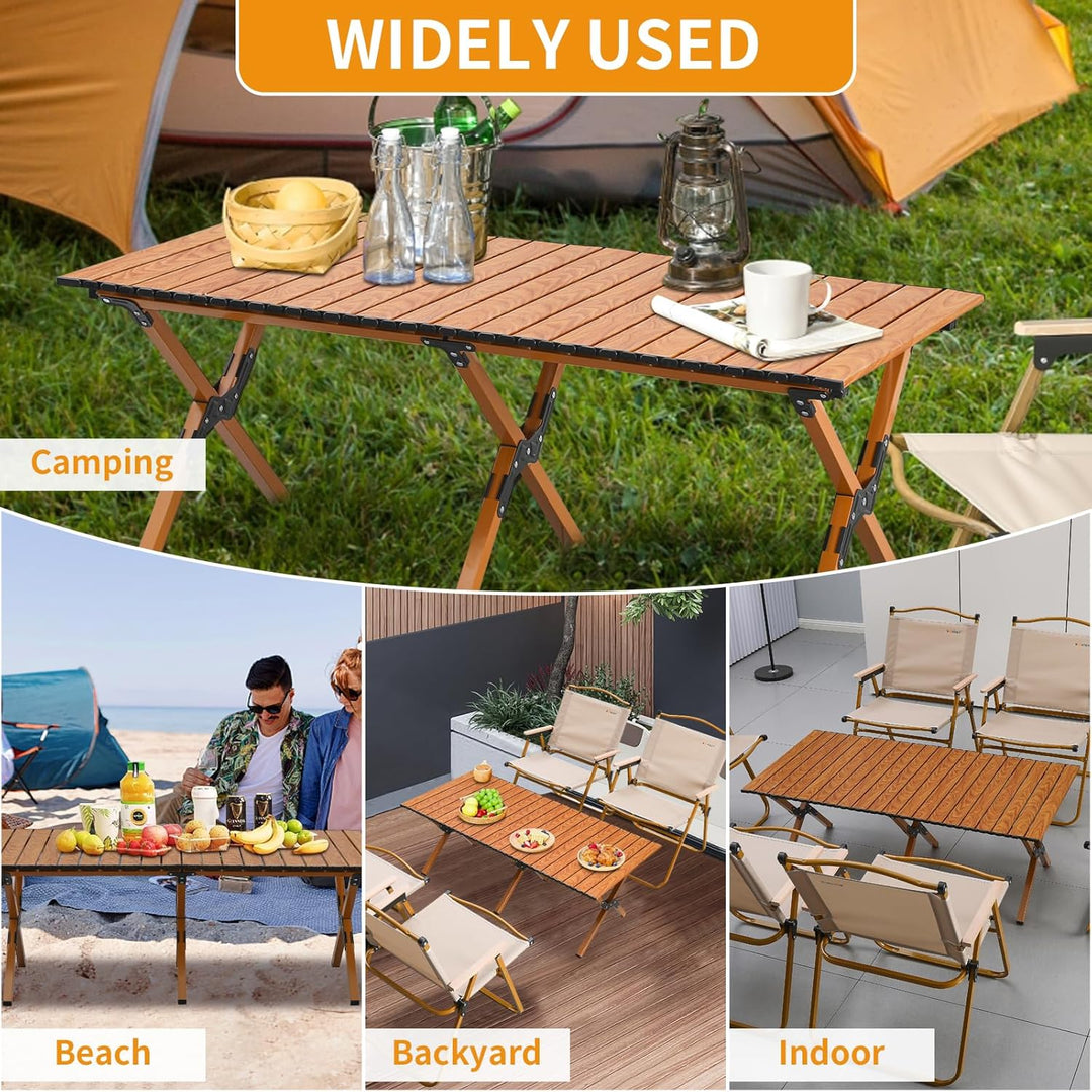 BOOSDEN Campingtisch Klappbar, Campingtisch 120x80cm, Klapptisch Camping, Rolltisch Camping, Falttis