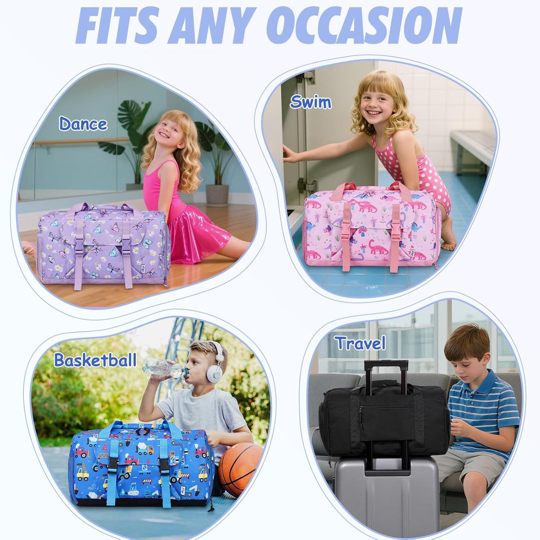 Kinder Reisetasche, Kasgo Duffle Bag für Kinder Jungen Mädchen Wasserabweisend Duffel Sport Carry On