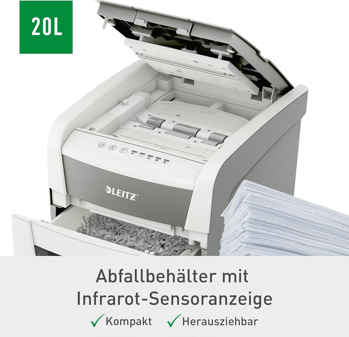 Leitz IQ Autofeed Small Office Partikelschnitt Aktenvernichter P4, Automatisch, 50 Blatt, 20 Liter A