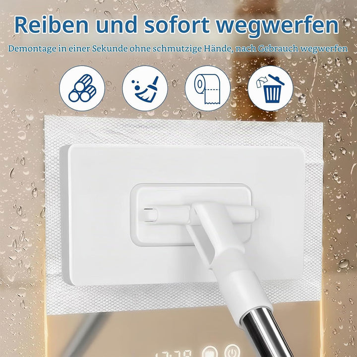 Bodenwischer, Wischer mit Druck-Klemm-System, EIN Knopf zum Wechseln, Automatisches Klemmtuch,wischm