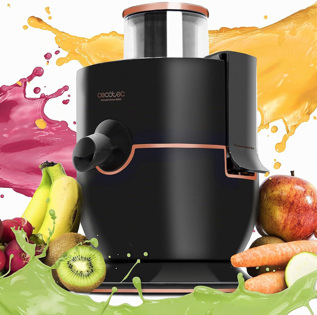 Cecotec Entsafter für Obst und Gemüse ExtremeTitanium 19000. 1000 W, 19000 U/min Geschwindigkeit, Ti